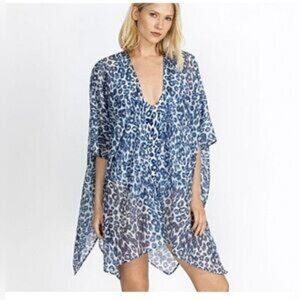 NEW JW Calme Blue Tiger Short Kimono Cover Up S/M